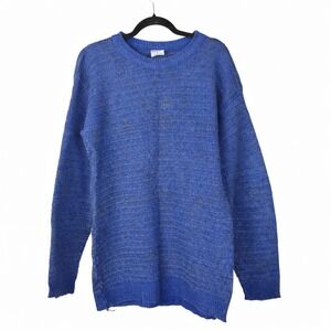 Vintage Forum Made in Italy Blue Wool Blend‎ Geometric Textured Sweater Mens S